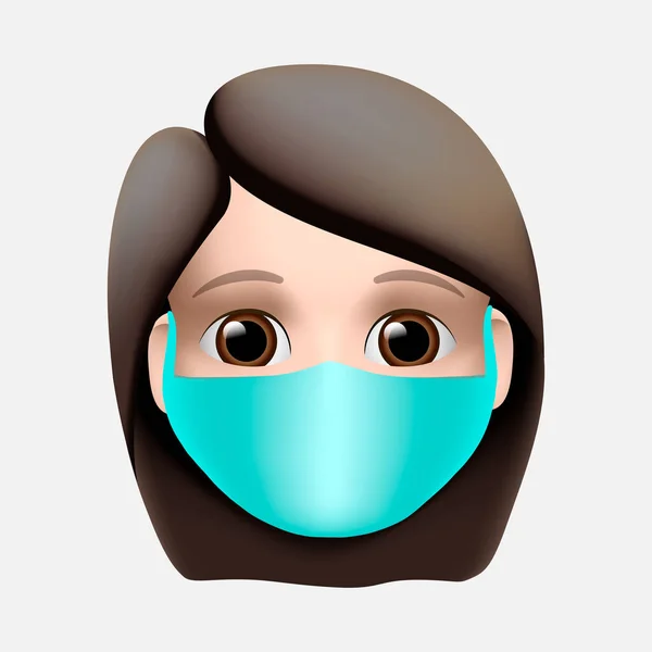 ウイルスを防ぐための保護医療用マスクを身に着けている女性｜Novel Coronavirus 2019-convと大気汚染。ベクターイラスト. — ストックベクタ