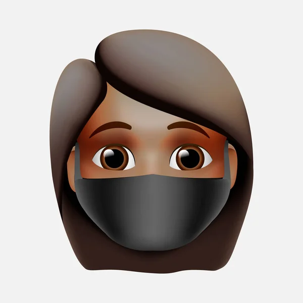 Žena na sobě ochranné lékařské masky pro prevenci viru Novel Coronavirus 2019-ncov a znečištění ovzduší. Vektorová ilustrace. — Stockový vektor