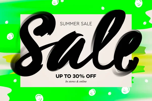 Modèle de bannière Summer Sale, fond vert, illustration vectorielle . — Image vectorielle