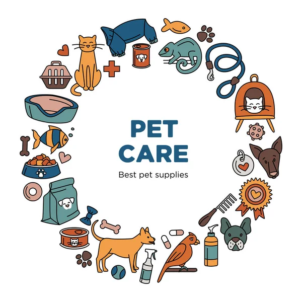 Pet Store Dogs Cats Birds Other Domestic Animals Pattern Background — 스톡 벡터