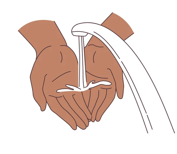 Washing hands under the tap. Vector illustration doodle icons — 스톡 벡터