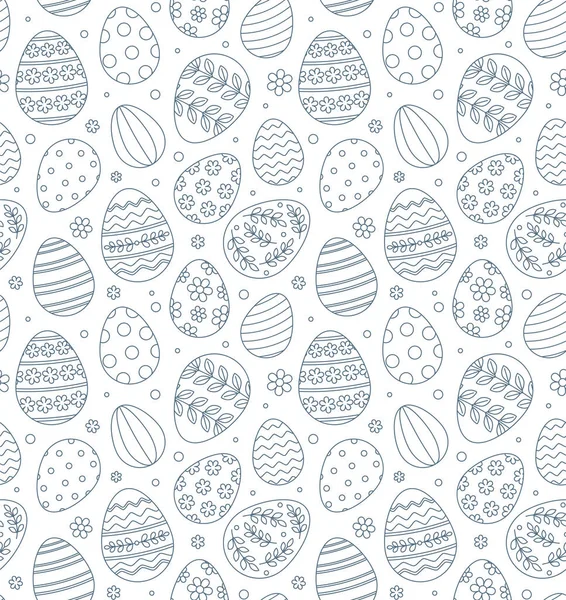 Feliz Pascua saludo patrón sin costuras con huevos de Pascua pintados decorados — Vector de stock