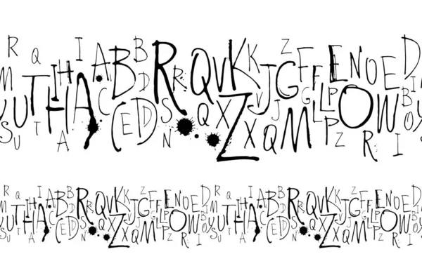 Vector Illustratie Handgeschreven Kalligrafie Belettering Naadloze Patroon Zwart Wit — Stockvector