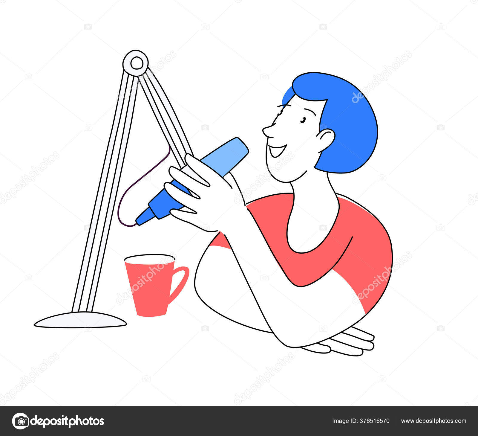 Radio Host Dengan Gambar Vektor Datar Tabel Gambar Doodle Hosting Stok Vektor C Svsunny 376516570