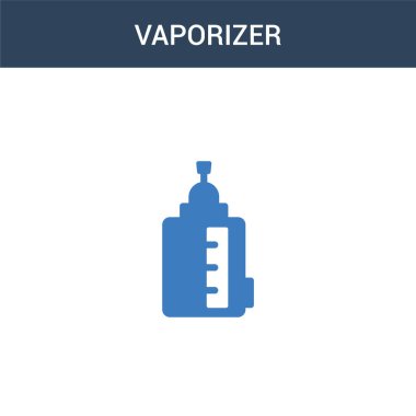 iki renkli buharlaştırıcı konsept vektör ikonu. 2 renk buharlaştırıcı vektör çizimi. Beyaz arkaplanda izole edilmiş mavi ve turuncu epinefrin simgesi.