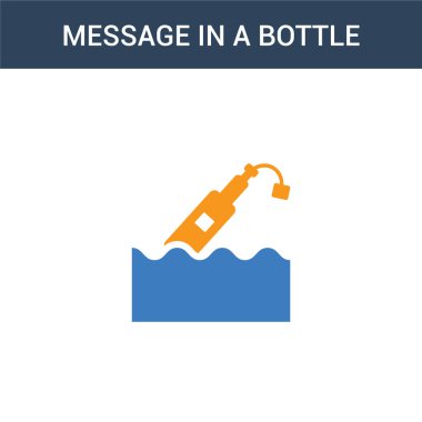 Bir şişe konsept vektör ikonunda iki renkli mesaj. Bir şişe vektör illüstrasyonunda 2 renkli mesaj. Beyaz arkaplanda izole edilmiş mavi ve turuncu epinefrin simgesi.