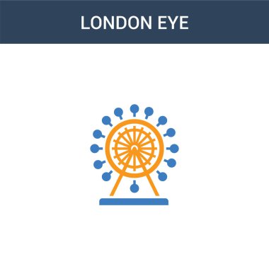 İki renkli Londra göz konsepti vektör simgesi. 2 renk Londra göz vektörü çizimi. Beyaz arkaplanda izole edilmiş mavi ve turuncu epinefrin simgesi.
