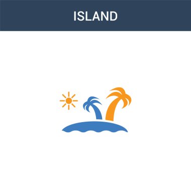 iki renkli ada konsept vektör simgesi. 2 renk ada vektör illüstrasyonu. Beyaz arkaplanda izole edilmiş mavi ve turuncu epinefrin simgesi.