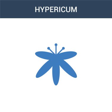 iki renkli Hypericum konsept vektör simgesi. 2 renk Hypericum vektör çizimi. Beyaz arkaplanda izole edilmiş mavi ve turuncu epinefrin simgesi.