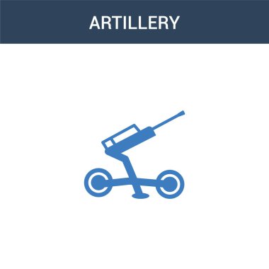 İki renkli topçu konsepti vektör simgesi. 2 renkli topçu vektör çizimi. Beyaz arkaplanda izole edilmiş mavi ve turuncu epinefrin simgesi.