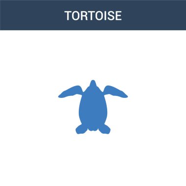 İki renkli Kaplumbağa konsept vektör simgesi. 2 renkli Kaplumbağa vektör çizimi. Beyaz arkaplanda izole edilmiş mavi ve turuncu epinefrin simgesi.