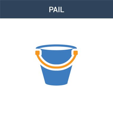 iki renkli Pail konsept vektör simgesi. 2 renk Pail vektör çizimi. Beyaz arkaplanda izole edilmiş mavi ve turuncu epinefrin simgesi.
