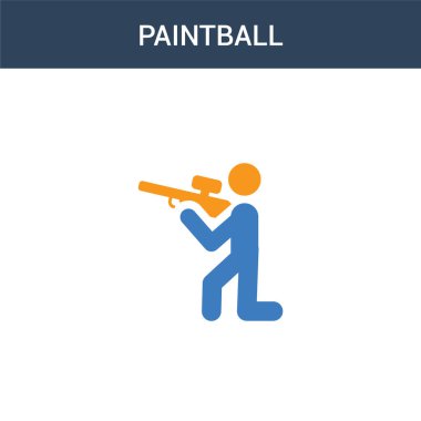 iki renkli Paintball konsept vektör simgesi. 2 renk Paintball vektör çizimi. Beyaz arkaplanda izole edilmiş mavi ve turuncu epinefrin simgesi.