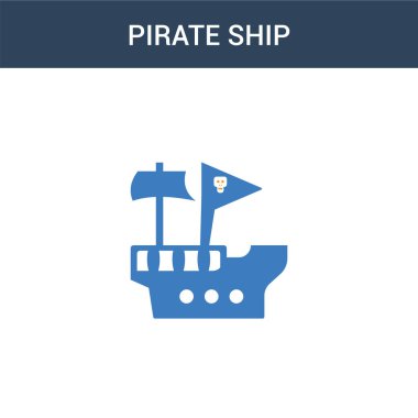 iki renkli korsan gemisi konsept vektör simgesi. 2 renk korsan gemisi vektör çizimi. Beyaz arkaplanda izole edilmiş mavi ve turuncu epinefrin simgesi.