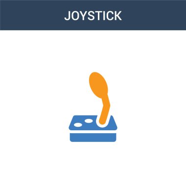 iki renkli Joystick konsept vektör simgesi. 2 renk Joystick vektör çizimi. Beyaz arkaplanda izole edilmiş mavi ve turuncu epinefrin simgesi.