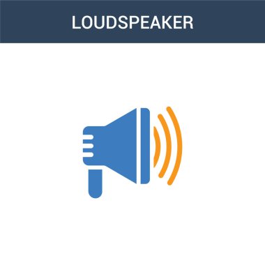 iki renkli hoparlör konsepti vektör simgesi. 2 renk hoparlör vektör illüstrasyonu. Beyaz arkaplanda izole edilmiş mavi ve turuncu epinefrin simgesi.
