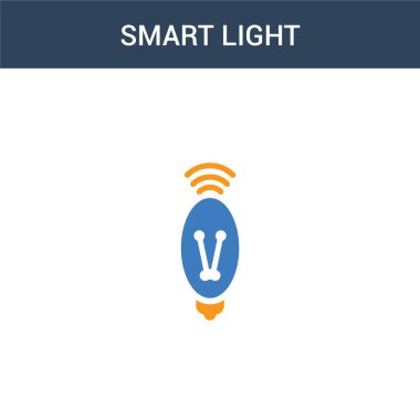 İki renkli Akıllı Işık konsept vektör simgesi. 2 renk Akıllı Işık vektörü çizimi. Beyaz arkaplanda izole edilmiş mavi ve turuncu epinefrin simgesi.