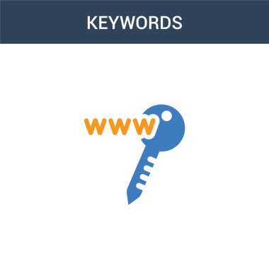 iki renkli anahtar kelime konsept vektör simgesi. 2 renk anahtar kelime vektör illüstrasyonu. Beyaz arkaplanda izole edilmiş mavi ve turuncu epinefrin simgesi.