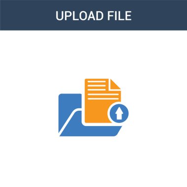 iki renkli dosya yükleme konsepti vektör simgesi. 2 renk dosya vektör illüstrasyonunu yükle. Beyaz arkaplanda izole edilmiş mavi ve turuncu epinefrin simgesi.