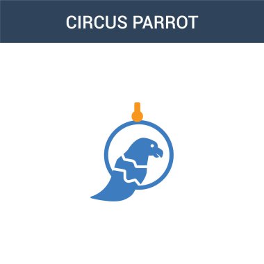 İki renkli Sirk Papağanı konsept vektör ikonu. 2 renk Circus Papağan vektör çizimi. Beyaz arkaplanda izole edilmiş mavi ve turuncu epinefrin simgesi.