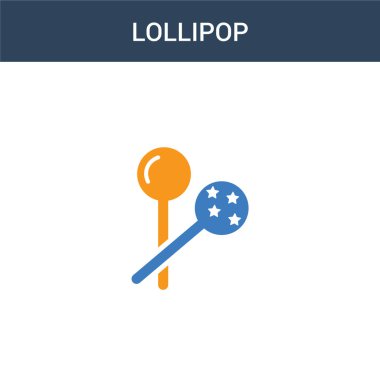 iki renkli lolipop konsept vektör ikonu. 2 renk lolipop vektör çizimi. Beyaz arkaplanda izole edilmiş mavi ve turuncu epinefrin simgesi.