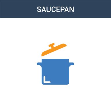 iki renkli tencere konsept vektör simgesi. 2 renk tencere vektör çizimi. Beyaz arkaplanda izole edilmiş mavi ve turuncu epinefrin simgesi.