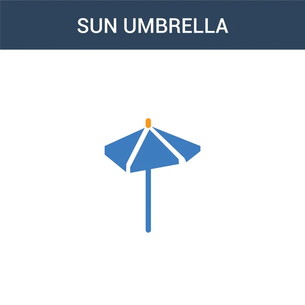Two Colored Sun Umbrella Concept Vector Icon Color Sun Umbrella — Stock Vector