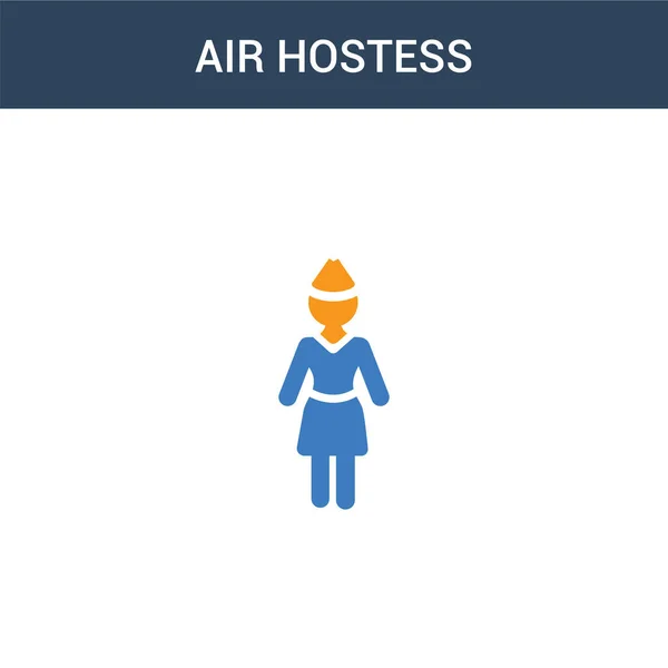 Two Colored Air Hostess Concept Vector Icon Color Air Hostess — Stock Vector