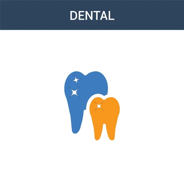 Två Färgade Dental Koncept Vektor Ikon Färg Tandvektor Illustration Isolerad — Stock vektor