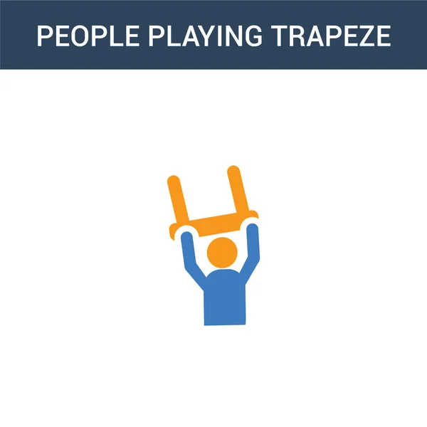 Dos Personas Color Jugando Trapeze Icono Vector Concepto Personas Color — Vector de stock