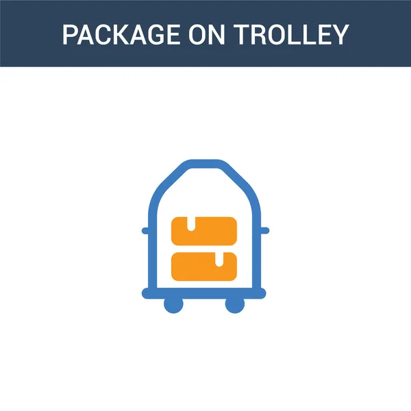 Dua Berwarna Paket Pada Trolley Konsep Ikon Vektor Warna Paket - Stok Vektor