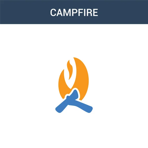 Dois Colorido Ícone Conceito Vetor Campfire Cor Ilustração Vetorial Campfire — Vetor de Stock