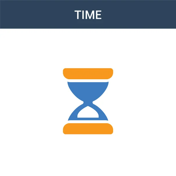 Twee Gekleurde Time Concept Vector Icoon Kleuren Time Vector Illustratie — Stockvector