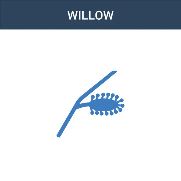 Dwie Kolorowe Ikony Wektorowe Willow Kolor Willow Wektor Ilustracji Odizolowany — Wektor stockowy