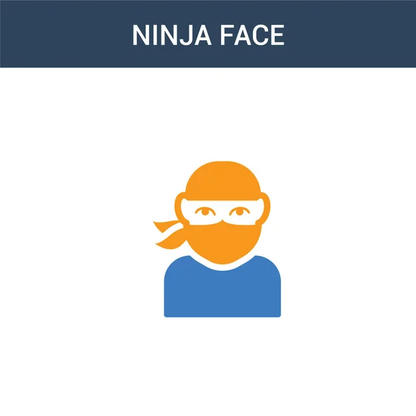 Deux Ninja Couleur Visage Concept Vectoriel Icône Illustration Vectorielle Visage — Image vectorielle