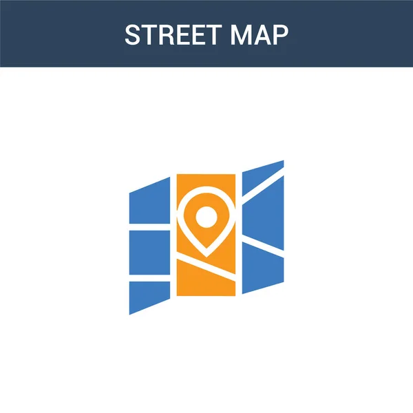 Zweifarbiges Street Map Konzeptvektorsymbol Farbige Street Map Vektor Illustration Isoliertes — Stockvektor