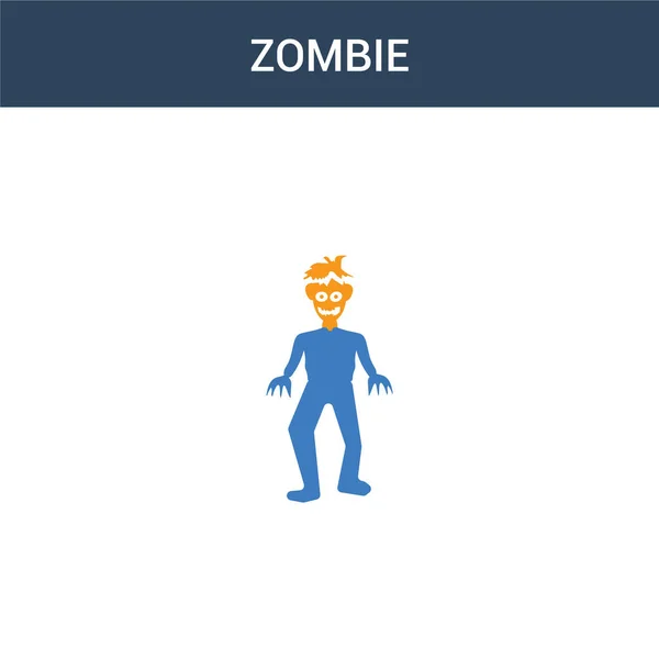 Dos Icono Vectores Concepto Zombie Color Ilustración Vectorial Color Zombie — Vector de stock