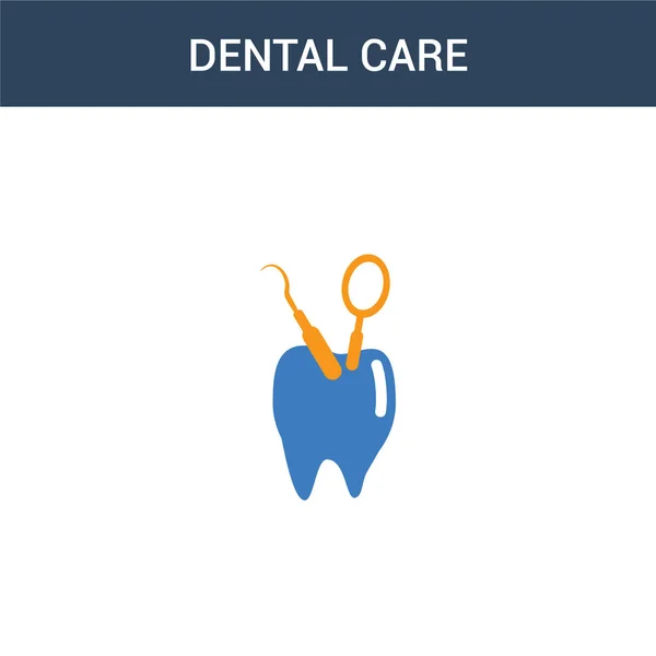 Due Colorati Icona Concetto Cura Dentale Vettore Illustrazione Vettoriale Cura — Vettoriale Stock