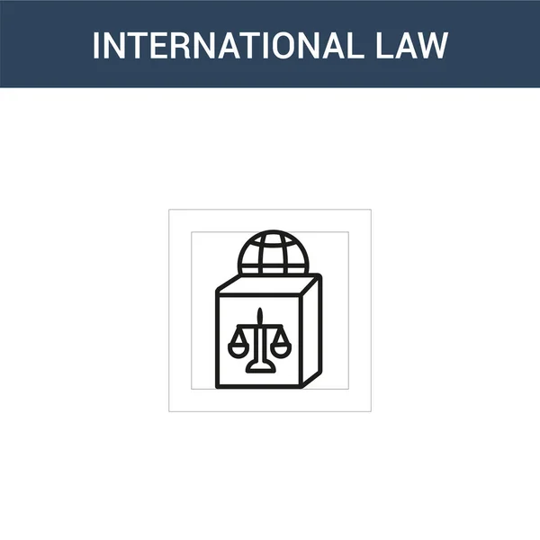 Två Färgade International Law Koncept Vektor Ikon Färg Internationell Rätt — Stock vektor