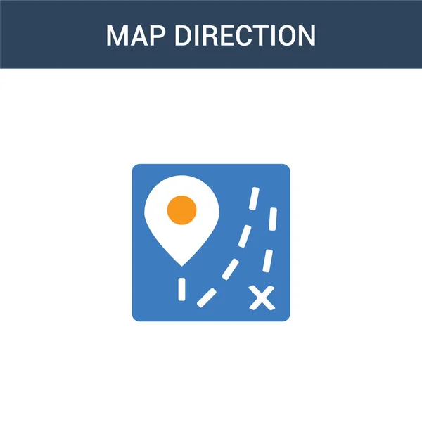 Dois Colorido Ícone Conceito Vetor Map Direction Cor Mapa Direção — Vetor de Stock