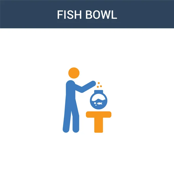 Twee Gekleurde Fish Bowl Concept Vector Icoon Kleuren Viskom Vector — Stockvector