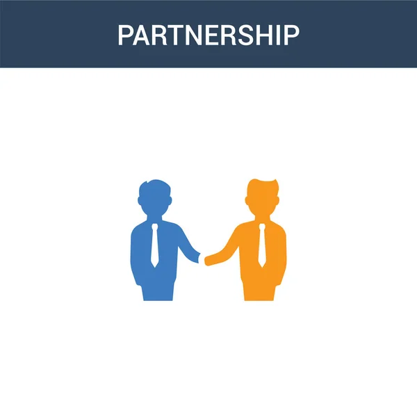 Két Színes Partnerségi Koncepció Vektor Ikon Színes Partnerség Vektor Illusztráció — Stock Vector