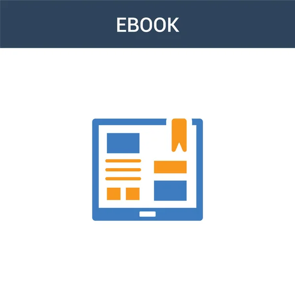 Zweifarbiges Ebook Konzept Vektorsymbol Farbige Ebook Vektor Illustration Isoliertes Blaues — Stockvektor