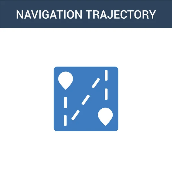 Due Colori Traiettoria Navigazione Concetto Icona Vettoriale Colore Traiettoria Navigazione — Vettoriale Stock