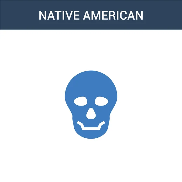 Dos Colores Nativo Americano Cráneo Concepto Vector Icono Color Native — Archivo Imágenes Vectoriales