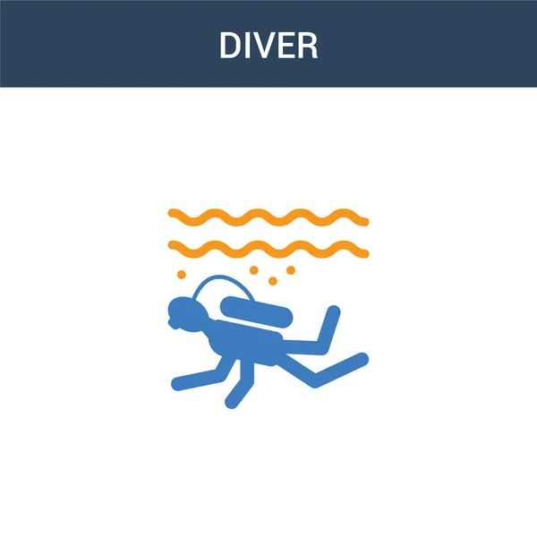 Icône Vectorielle Concept Diver Deux Couleurs Illustration Vectorielle Diver Couleurs — Image vectorielle