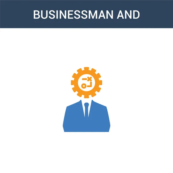Dwie Kolorowe Businessman Wektor Koncepcji Strategii Ikona Kolory Biznesmen Strategii — Wektor stockowy