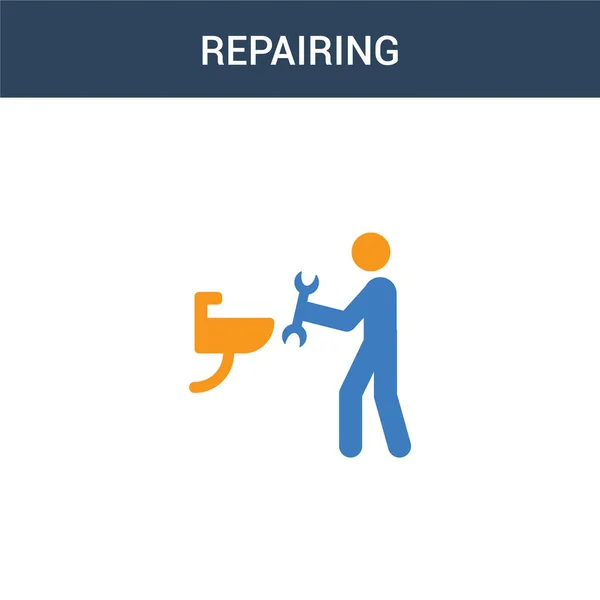 Twee Gekleurde Reparatie Concept Vector Icoon Kleur Repareren Vector Illustratie — Stockvector