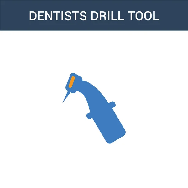 Δύο Χρωματιστές Οδοντίατροι Τρυπάνι Εργαλείο Έννοια Διάνυσμα Εικονίδιο Χρώμα Οδοντίατροι Διάνυσμα Αρχείου