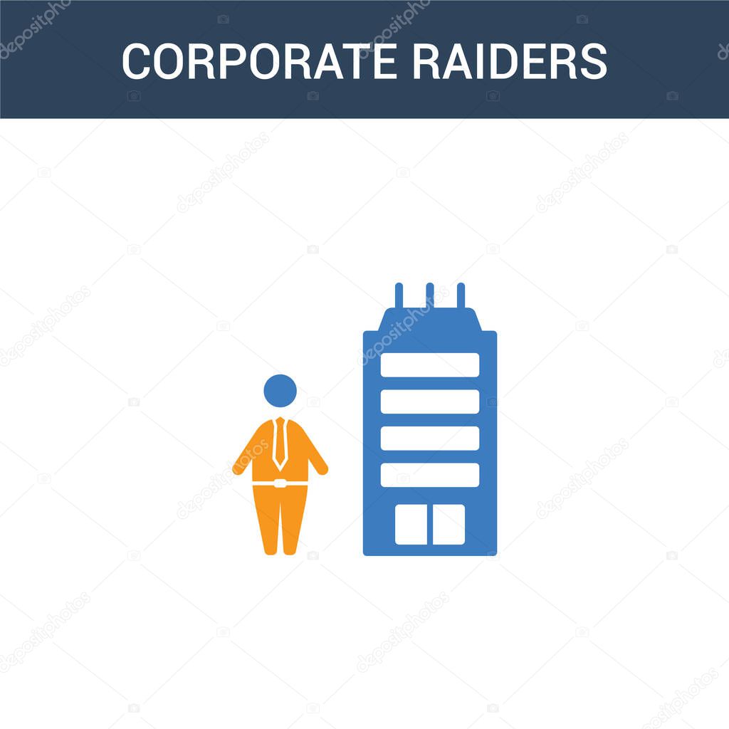 two colored Corporate raiders concept vector icon. 2 color Corporate raiders vector illustration. isolated blue and orange eps icon on white background.